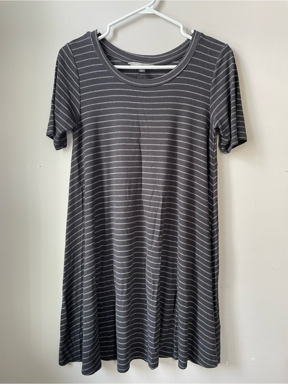 Billabong Charcoal Gray Striped Midi Dress Oversize Medium